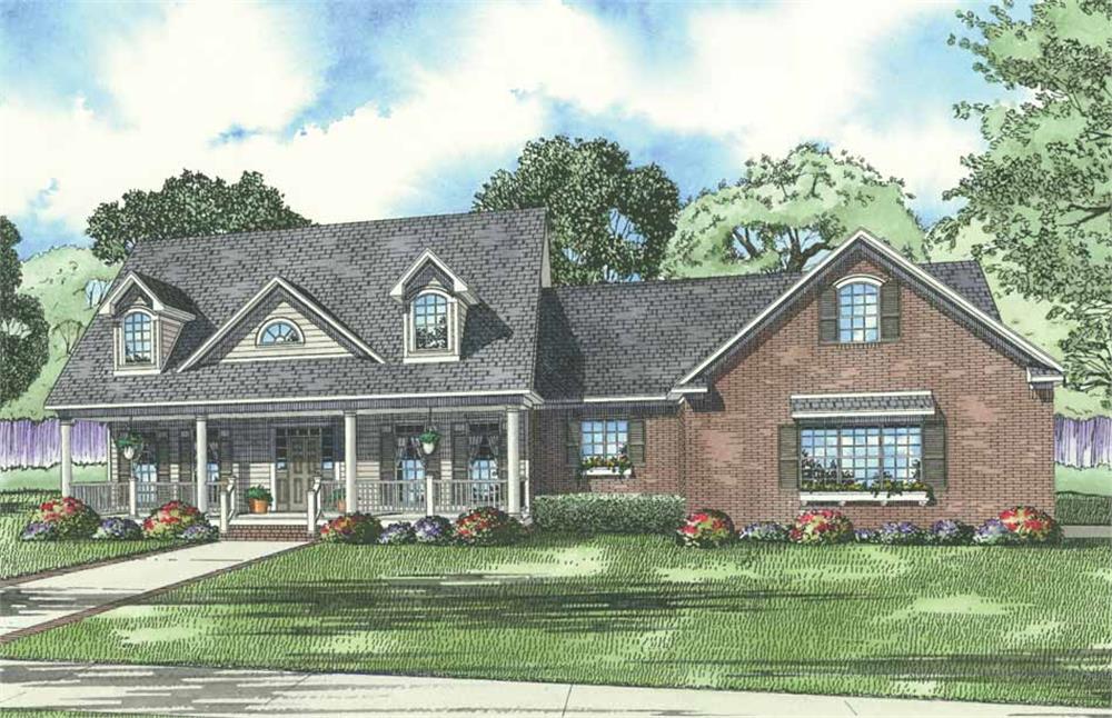 Front elevation of Country home (ThePlanCollection: House Plan #153-1853)
