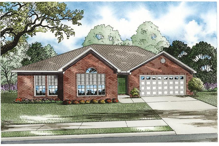 Front elevation of Ranch home (ThePlanCollection: House Plan #153-1859)