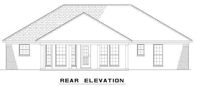 Home Plan Rear Elevation of this 3-Bedroom,1231 Sq Ft Plan -153-1863