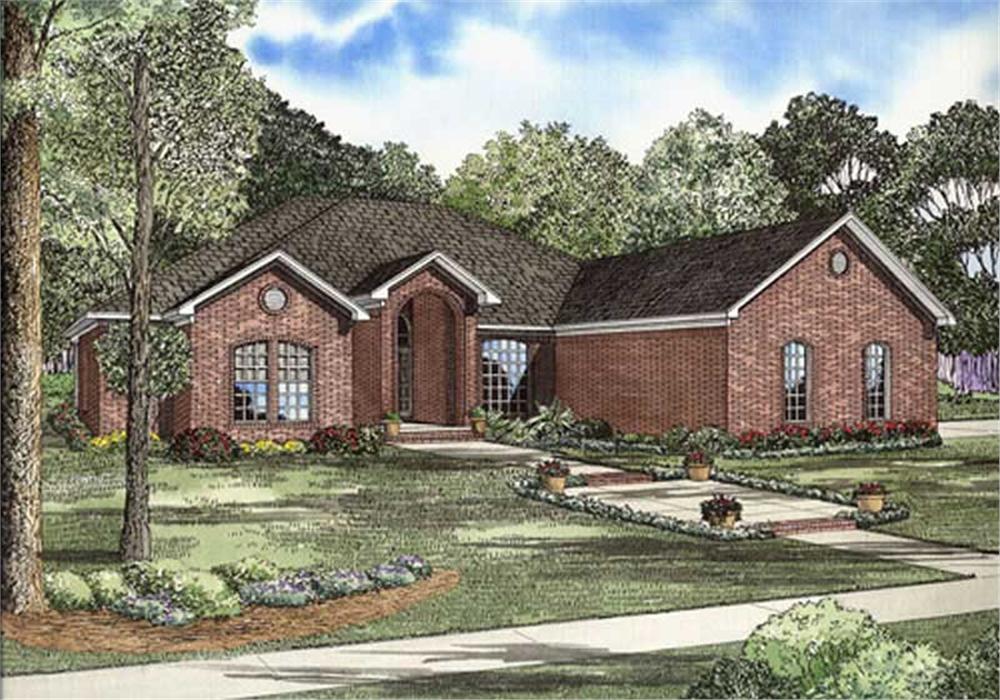 Front elevation of Ranch home (ThePlanCollection: House Plan #153-1864)