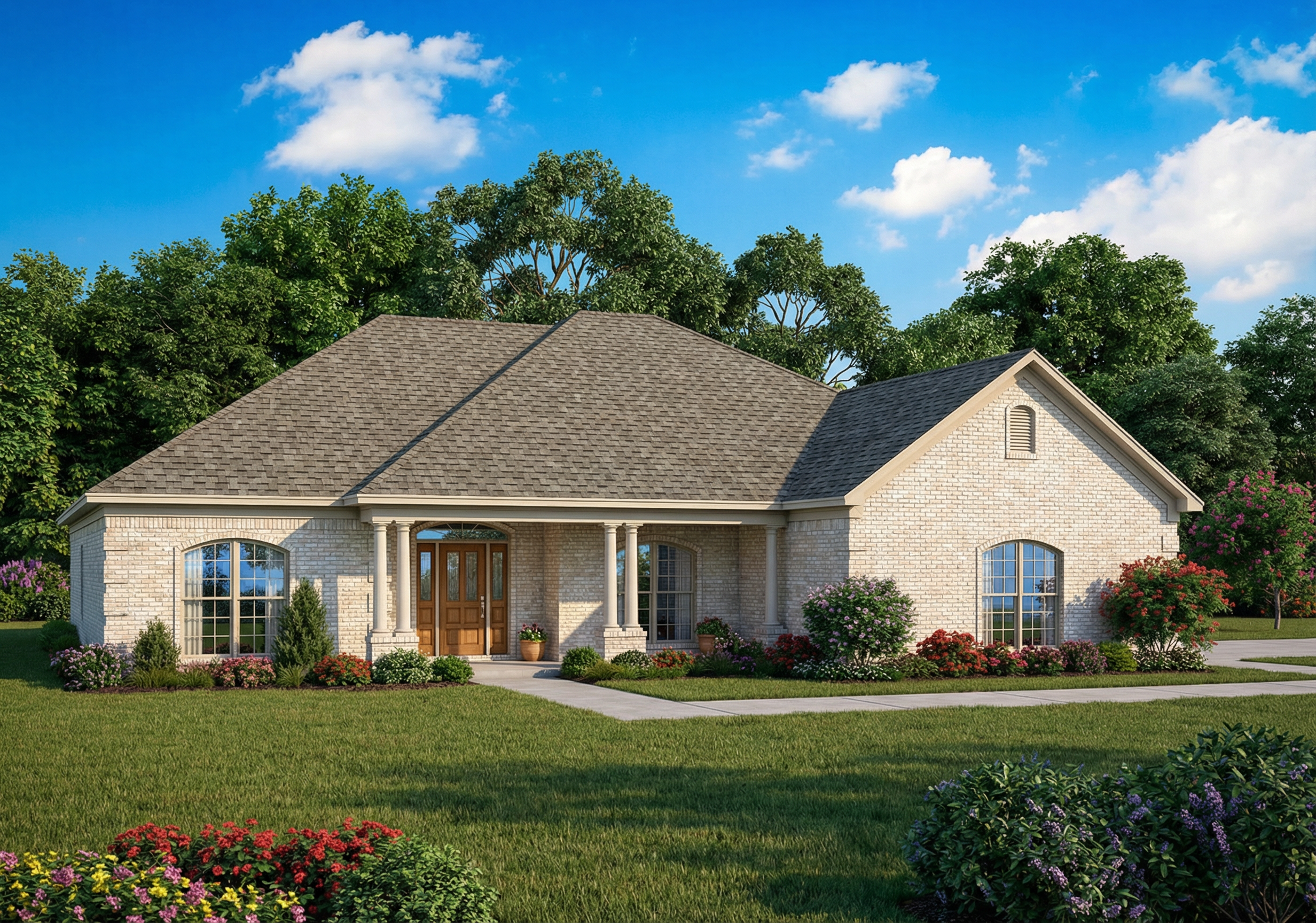 Front elevation of Ranch home (ThePlanCollection: House Plan #153-1867)