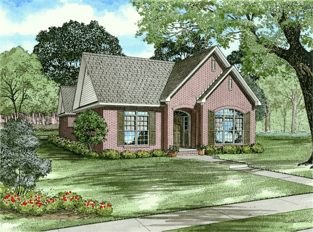 Front elevation of Ranch home (ThePlanCollection: House Plan #153-1874)