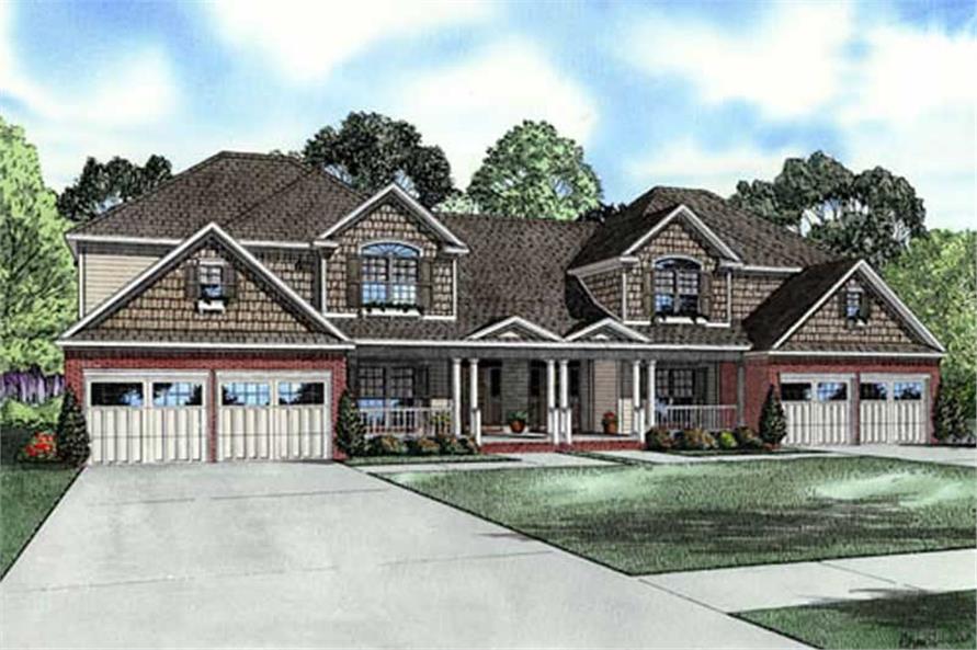 Front elevation of Craftsman home (ThePlanCollection: House Plan #153-1907)