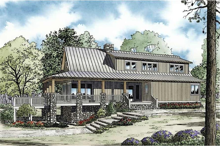 153-1910: Home Plan Rendering-Right View