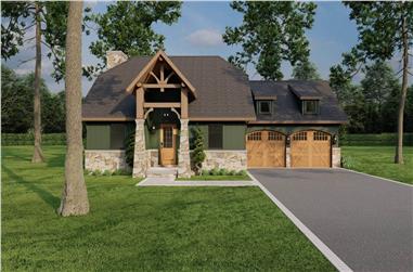 3-Bedroom, 1282 Sq Ft Arts and Crafts Home Plan - 153-1929 - Main Exterior