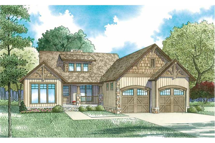 Front elevation of Craftsman home (ThePlanCollection: House Plan #153-1935)