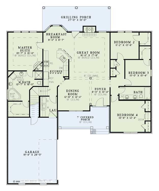 Floor Plan First Story of Ranch Plan #153-1936