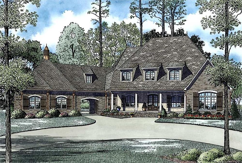 Front elevation of Luxury home (ThePlanCollection: House Plan #153-1945)