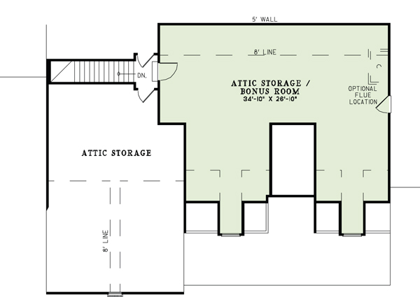 Floor Plan Bonus Room of Country Plan #153-1950