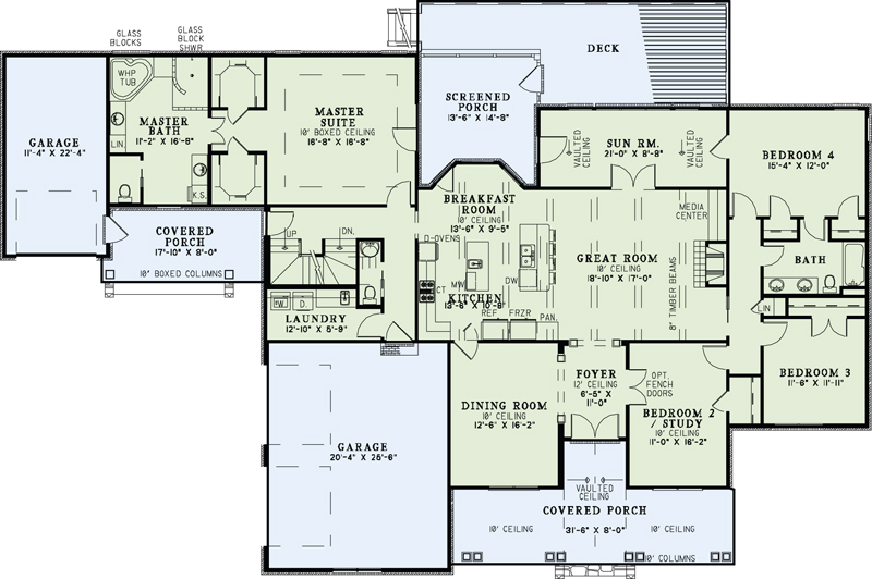 Floor Plan First Story of Country Plan #153-1950