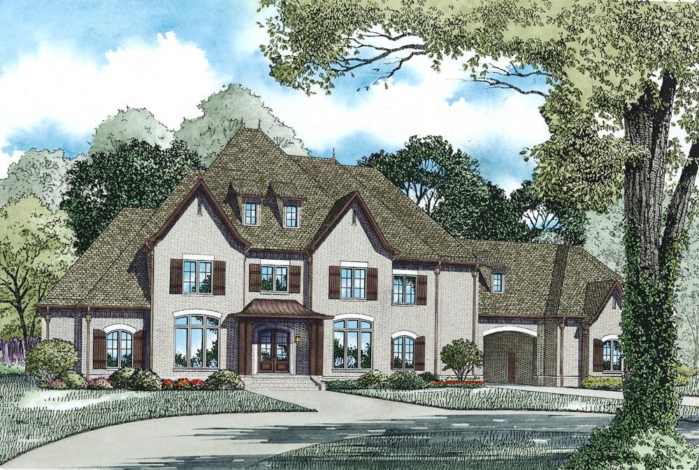 Front Elevation of this Luxury House (#153-1975) at The Plan Collection.