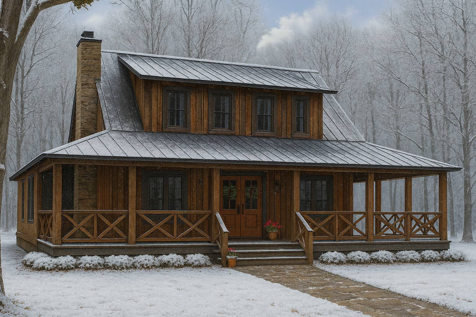 Front Elevation of this Farmhouse (#153-1976) at The Plan Collection.