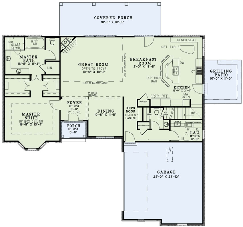Floor Plan First Story of Contemporary Plan #153-1986