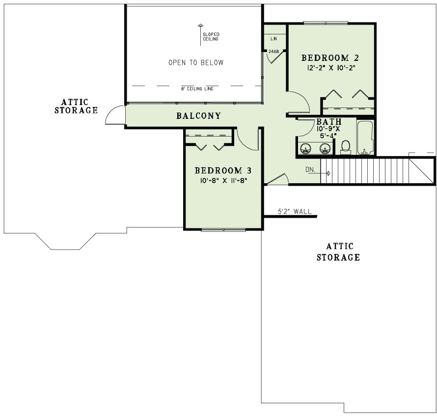 Floor Plan Second Story of Contemporary Plan #153-1986