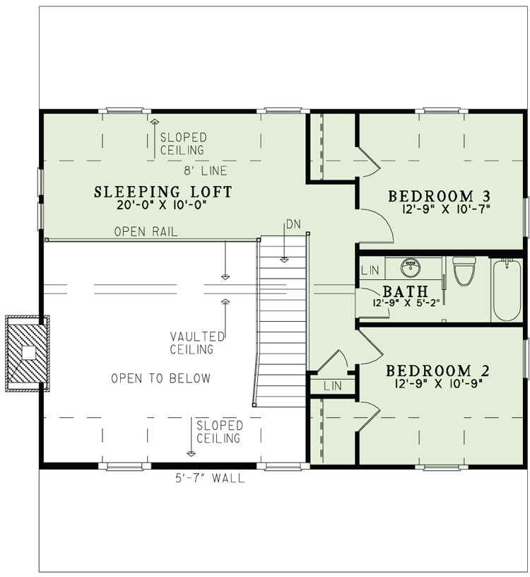 Floor Plan Second Story of Country Plan #153-1991
