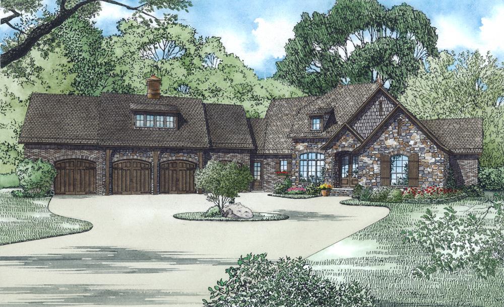 Front Elevation of this Luxury House (#153-2003) at The Plan Collection.