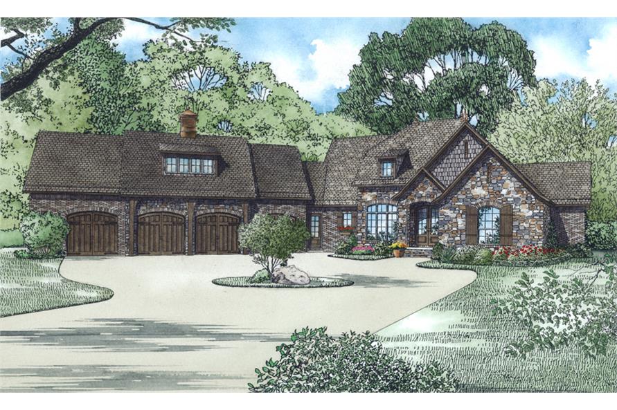 Front Elevation of this Luxury House (#153-2003) at The Plan Collection.
