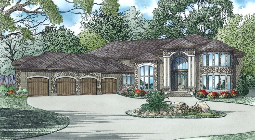 Front Elevation of this Luxury House (#153-2011) at The Plan Collection.