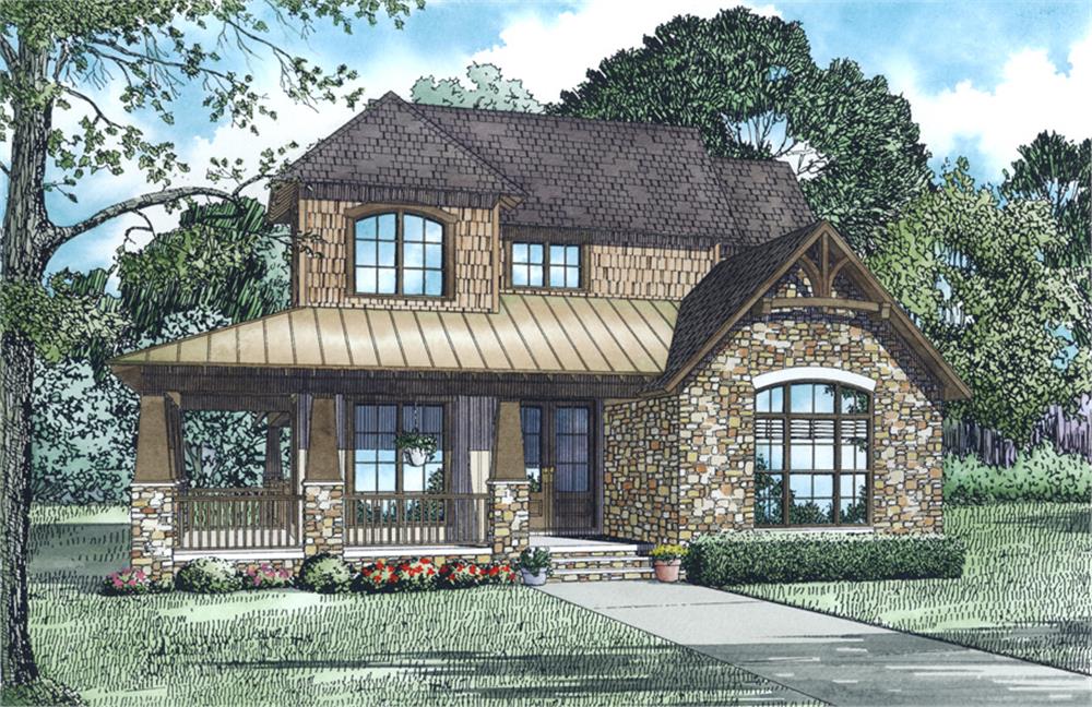 Front Elevation of this Craftsman House (#153-2015) at The Plan Collection.