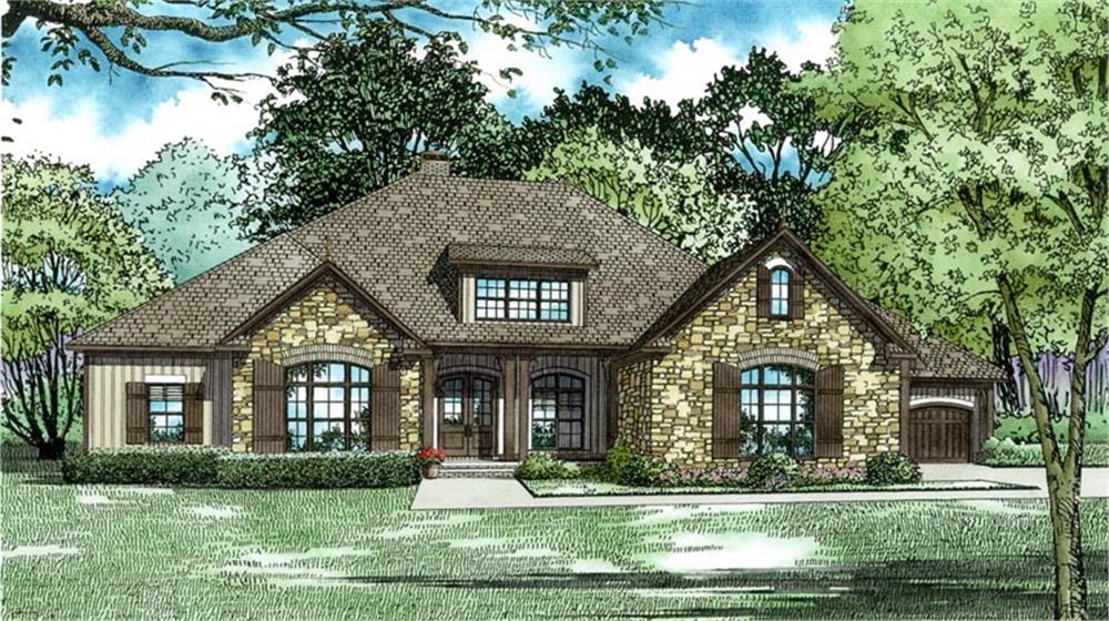 Front Elevation of this Luxury House (#153-2021) at The Plan Collection.