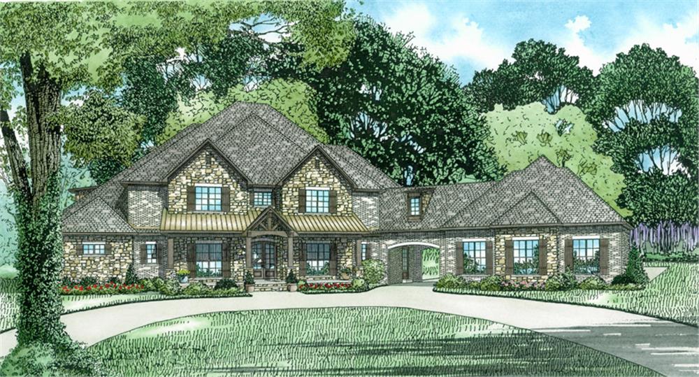 Front Elevation of this Luxury House (#153-2022) at The Plan Collection.