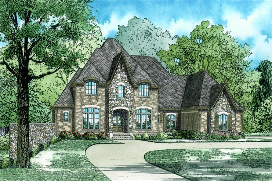 Front elevation of European home (ThePlanCollection: House Plan #153-2035)