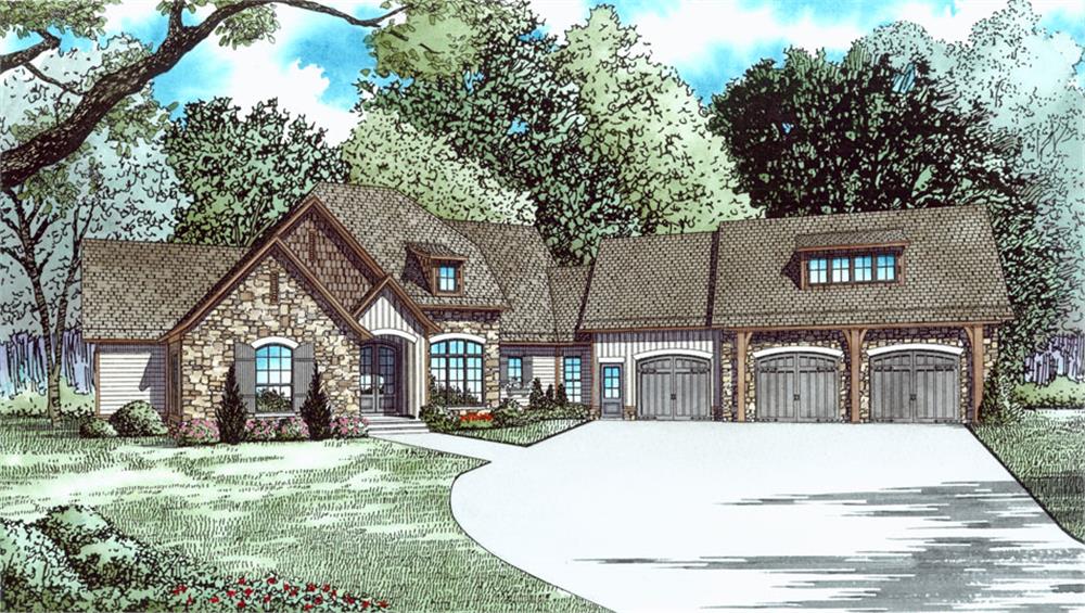 Front elevation of Country home (ThePlanCollection: House Plan #153-2037)