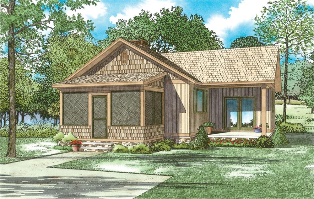 Front elevation of Cottage home (ThePlanCollection: House Plan #153-2046)