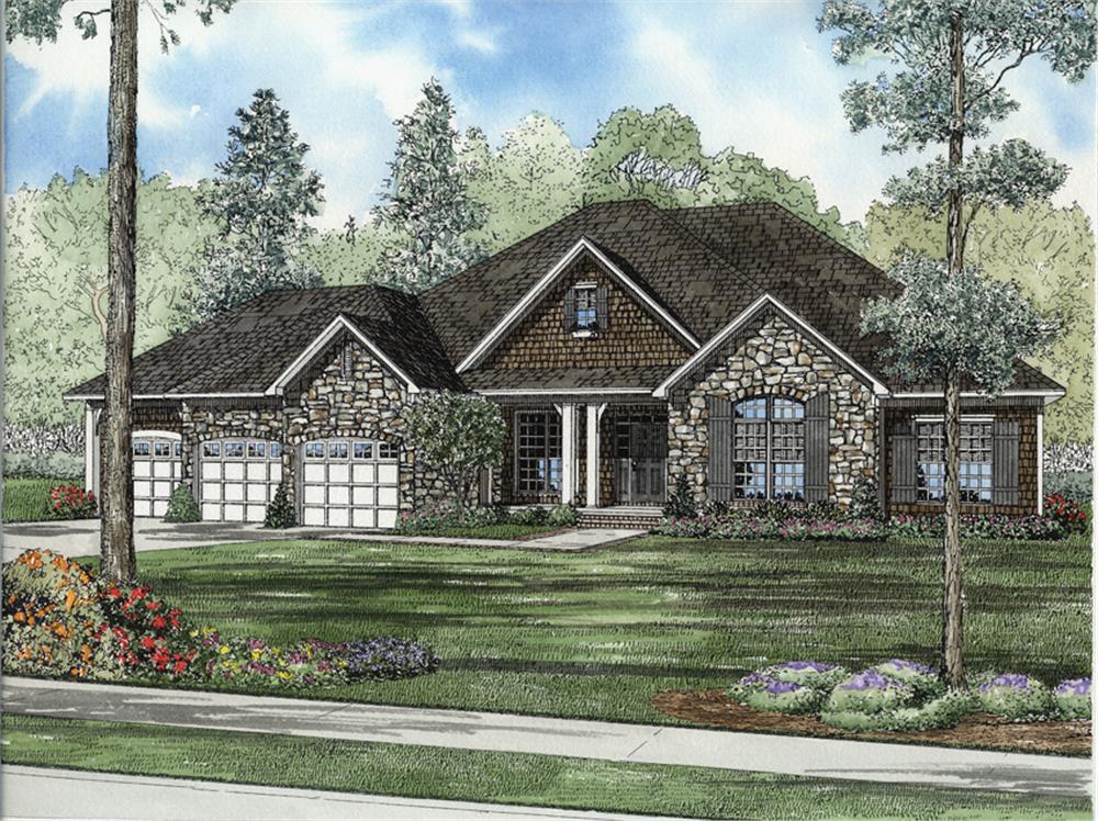 Front elevation of Traditional home (ThePlanCollection: House Plan #153-2047)