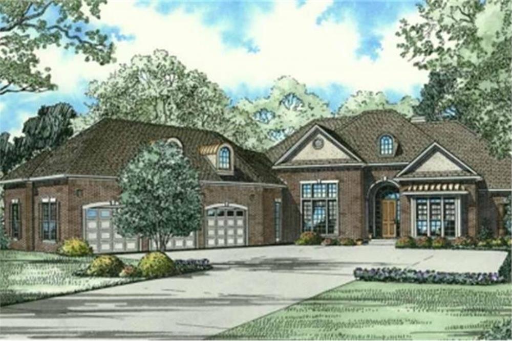 Color rendering of Luxury home plan (ThePlanCollection: House Plan #153-2063)