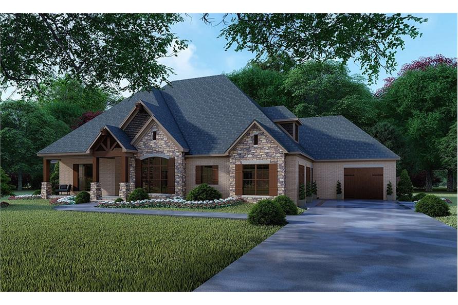 153-2064: Home Plan 3D Image-Front View