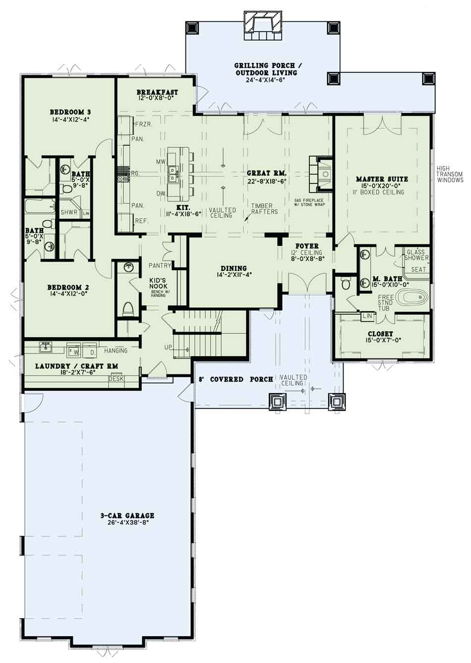 Floor Plan First Story of Craftsman Plan #153-2075