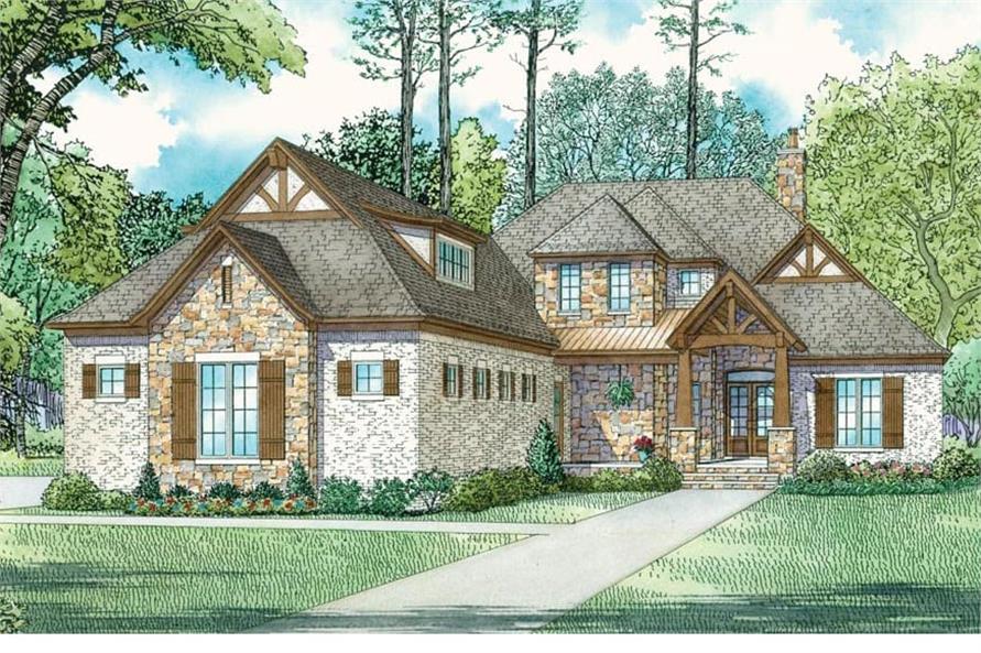 153-2075: Home Plan Rendering-Front View