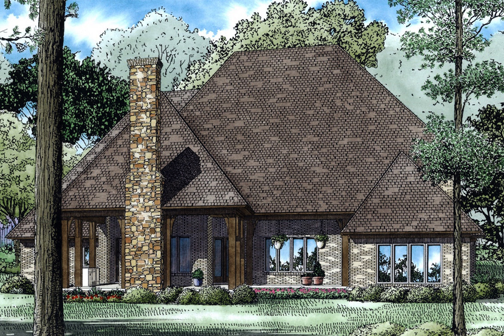Home Plan Rear Elevation of this 5-Bedroom,4830 Sq Ft Plan -153-2076