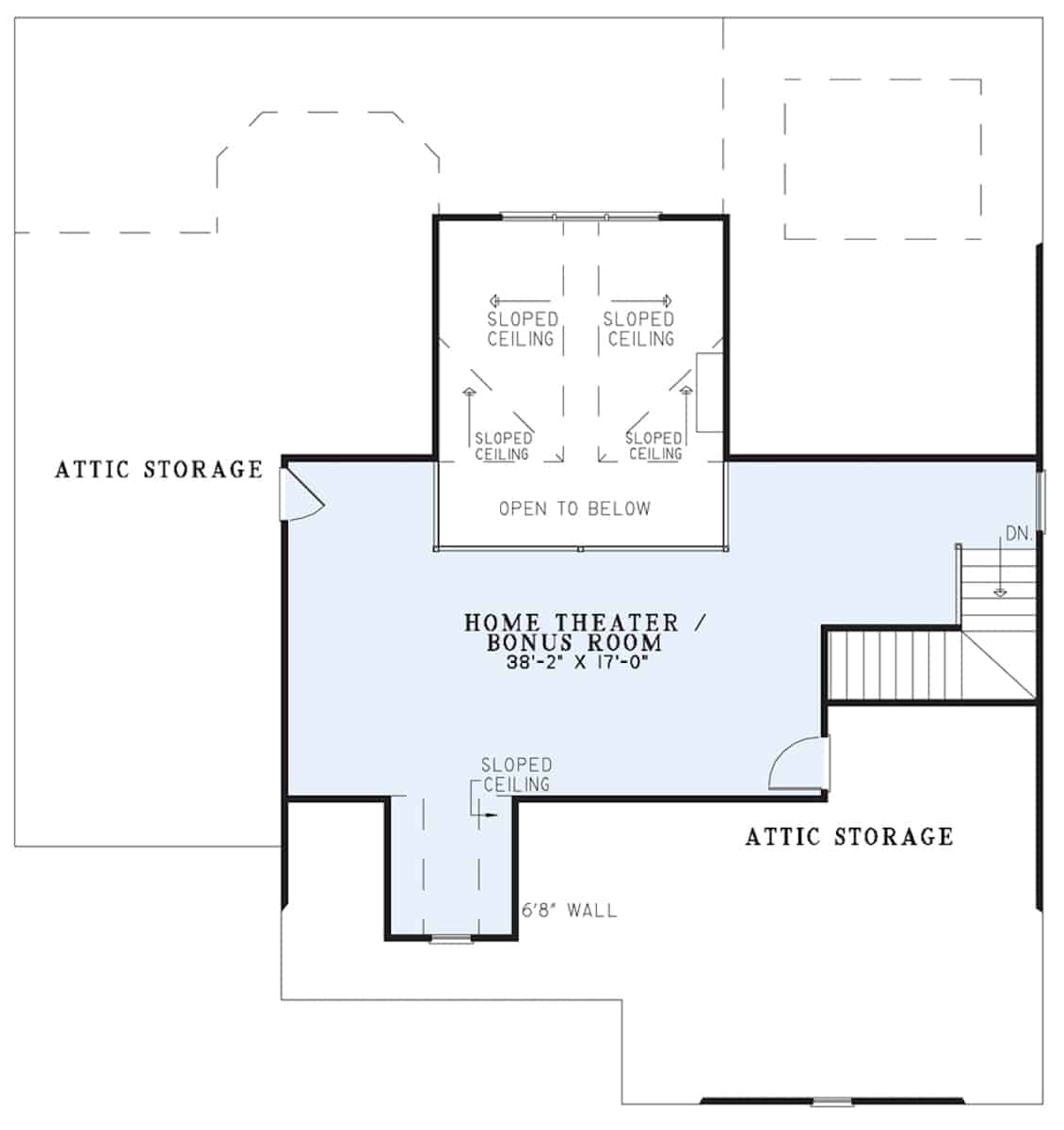 Floor Plan Bonus Room of Ranch Plan #153-2100