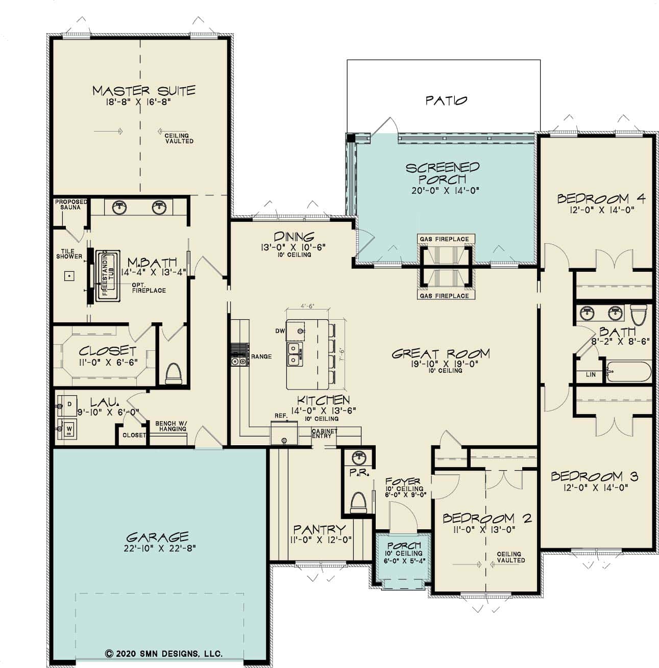 Floor Plan Main Level of European Plan #153-2101