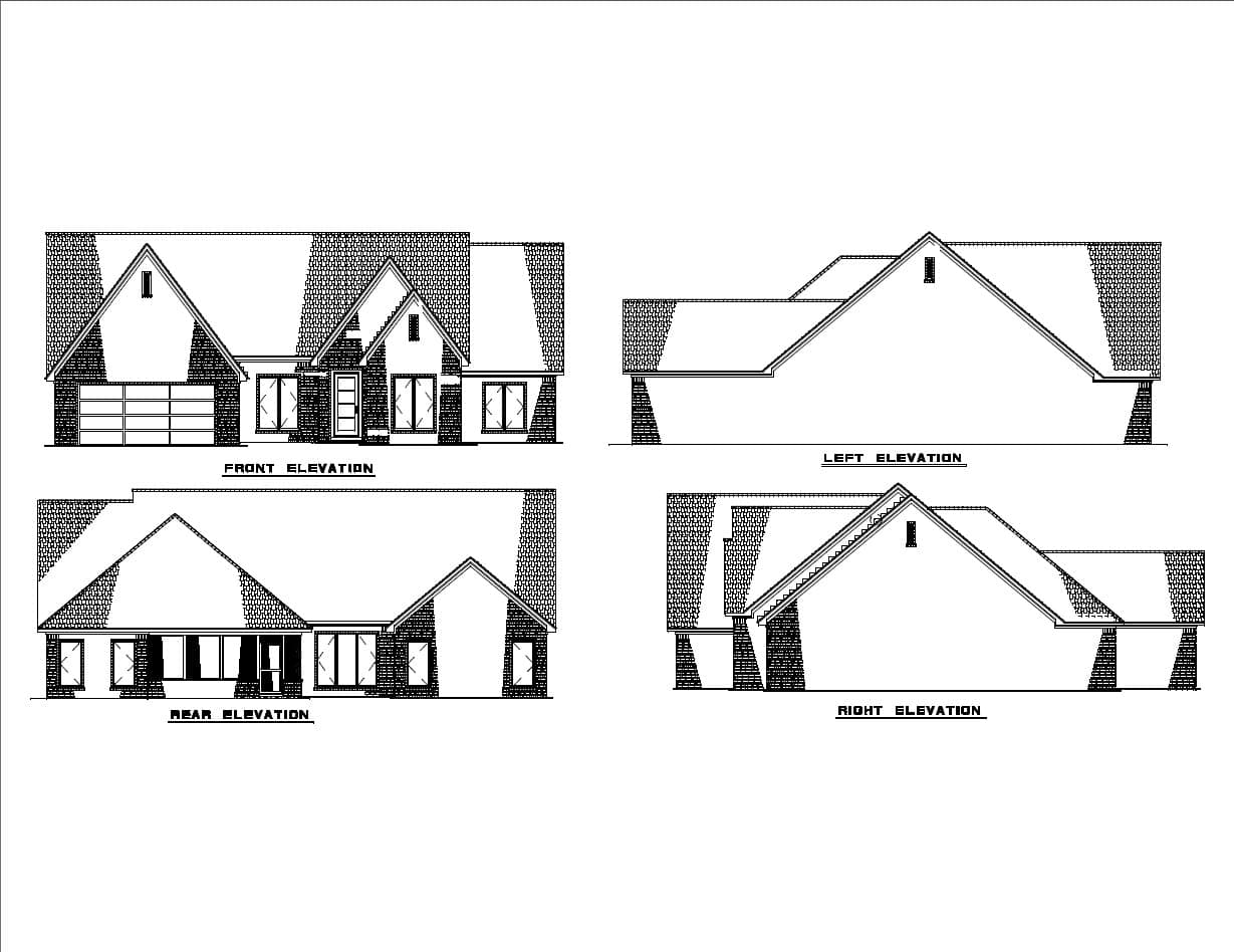 Home Plan Elevations of this 4-Bedroom,2509 Sq Ft Plan -153-2101