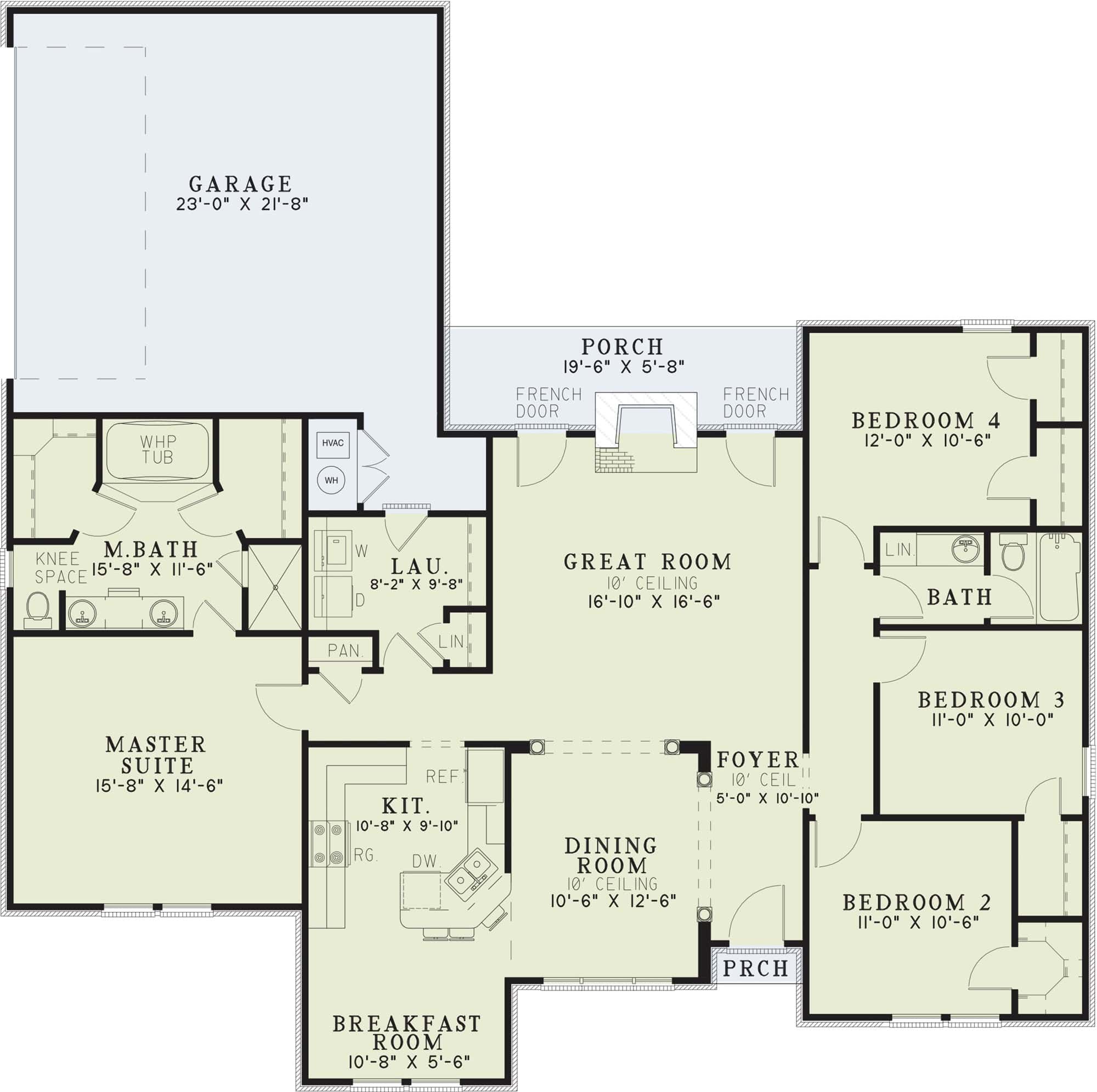 Main Level of Ranch Plan #153-2117