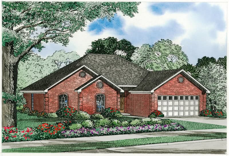 Front elevation of Ranch home (ThePlanCollection: House Plan #153-2118)