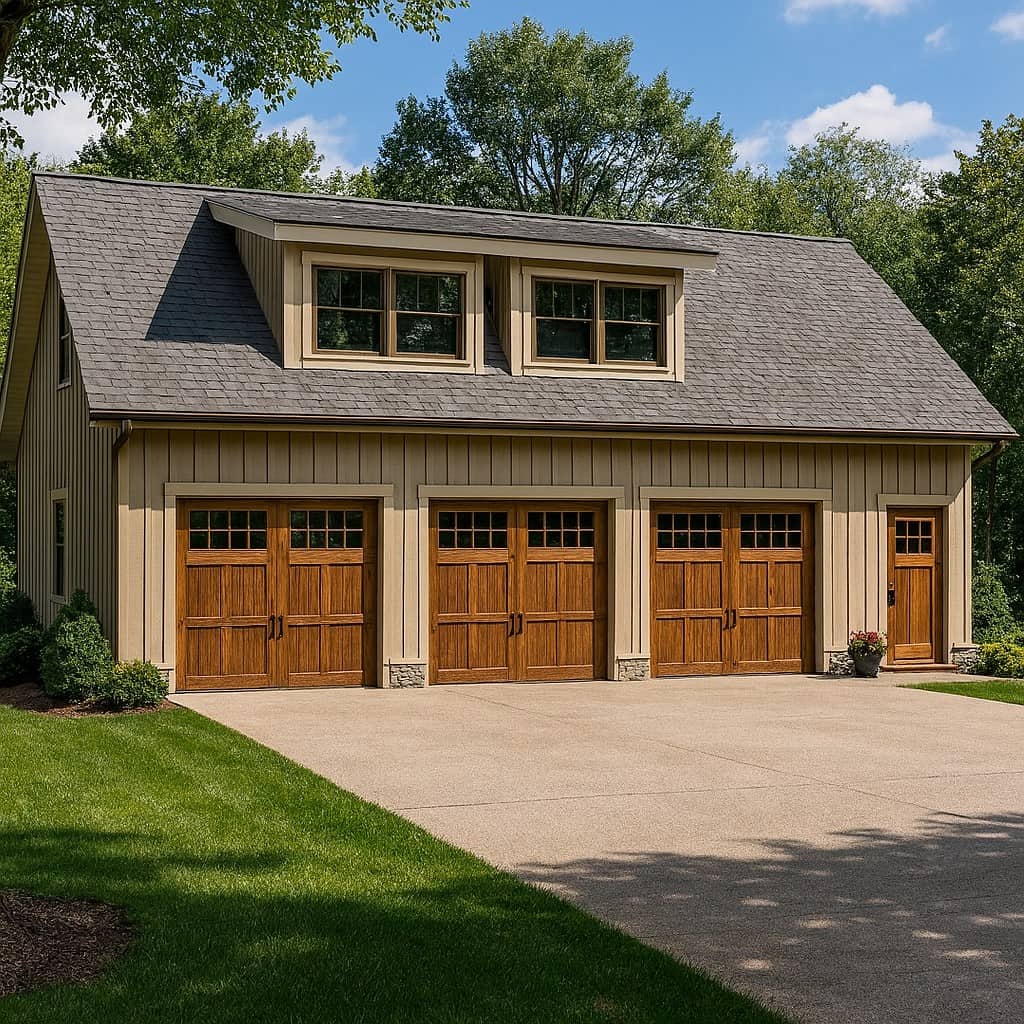 Front elevation of Garage w/Apartments home (ThePlanCollection: House Plan #153-2133)