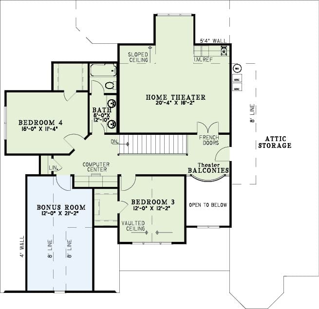 Upper Level of 1 1/2 Story Plan #153-2139