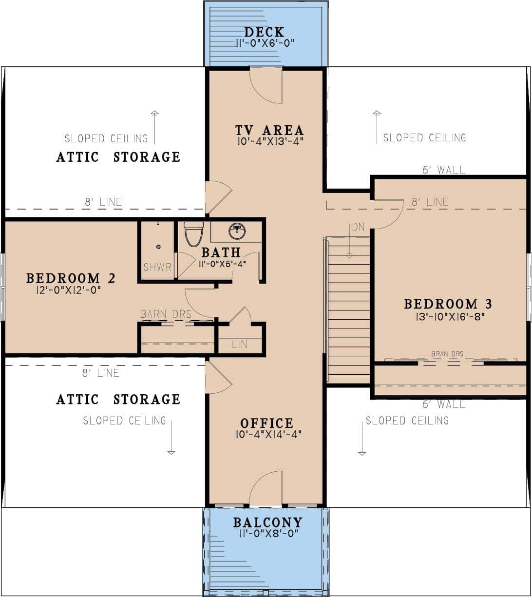 Main Level of Rustic Plan #153-2142