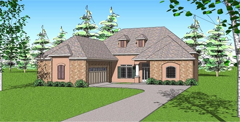 Front view of Ranch home (ThePlanCollection: House Plan #155-1000)