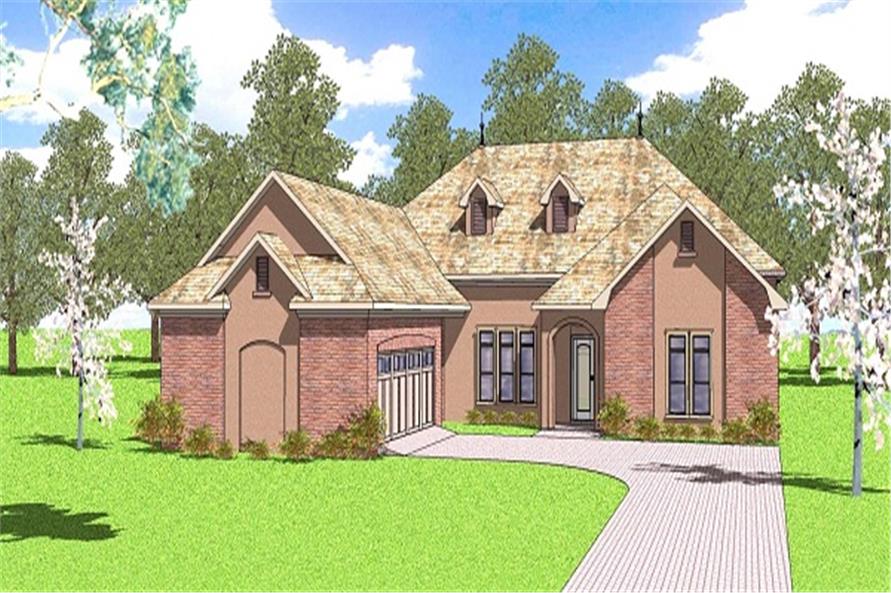 Front view of Ranch home (ThePlanCollection: House Plan #155-1001)