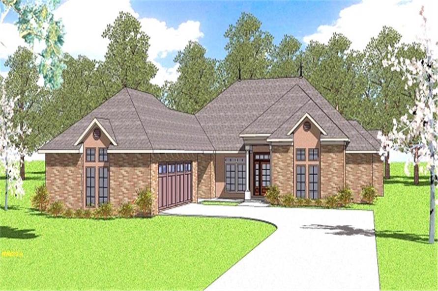 Front view of Ranch home (ThePlanCollection: House Plan #155-1003)
