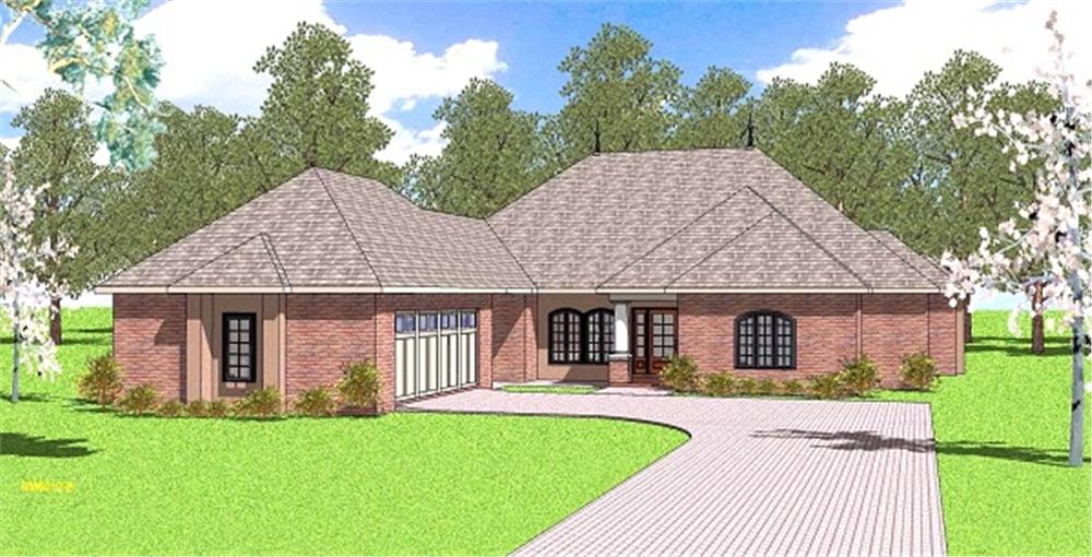 Front view of Ranch home (ThePlanCollection: House Plan #155-1004)