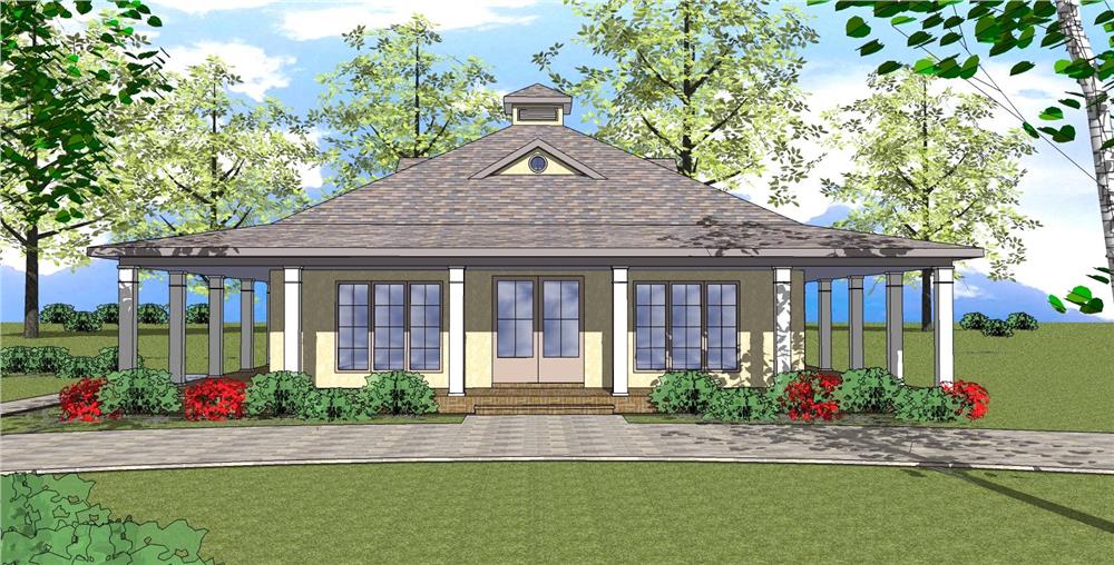 Front view of Southern home (ThePlanCollection: House Plan #155-1006)