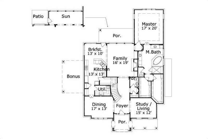 Floor Plan First Story of Luxury Plan #156-1013