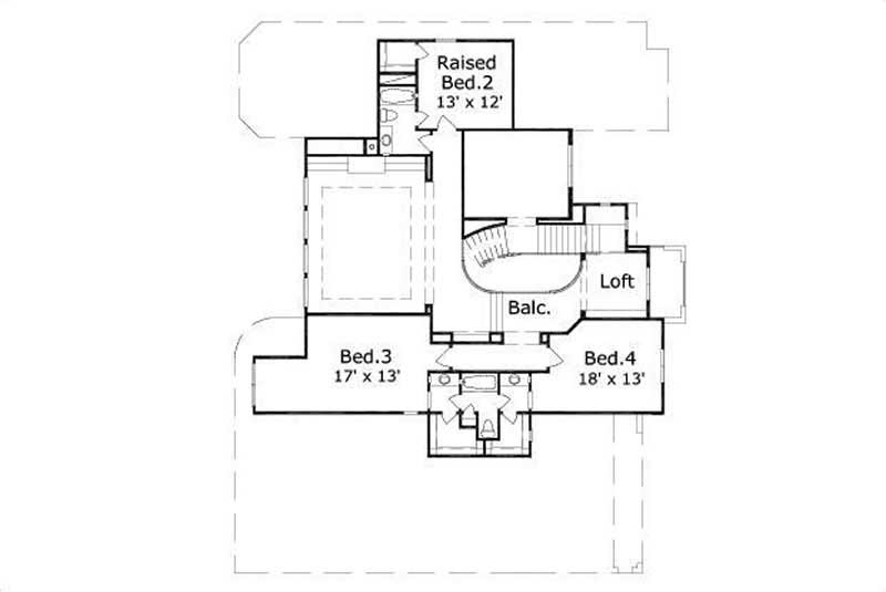Floor Plan Second Story of Luxury Plan #156-1015