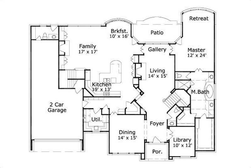 Floor Plan First Story of Luxury Plan #156-1018
